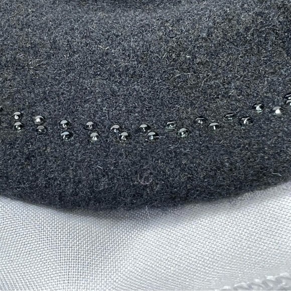 NWT HATSCUTE French Black Wool Beret Hat Black Embellishments One Size - Picture 7 of 12